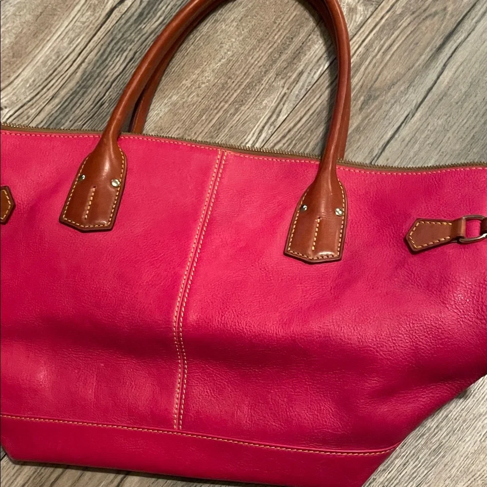 Dooney & Bourke Pink Tote with Brown Accents - Picture 4 of 8